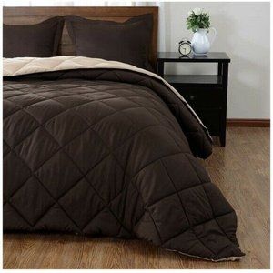 Brown Reversible Lightweight Solid Comforter Set 3